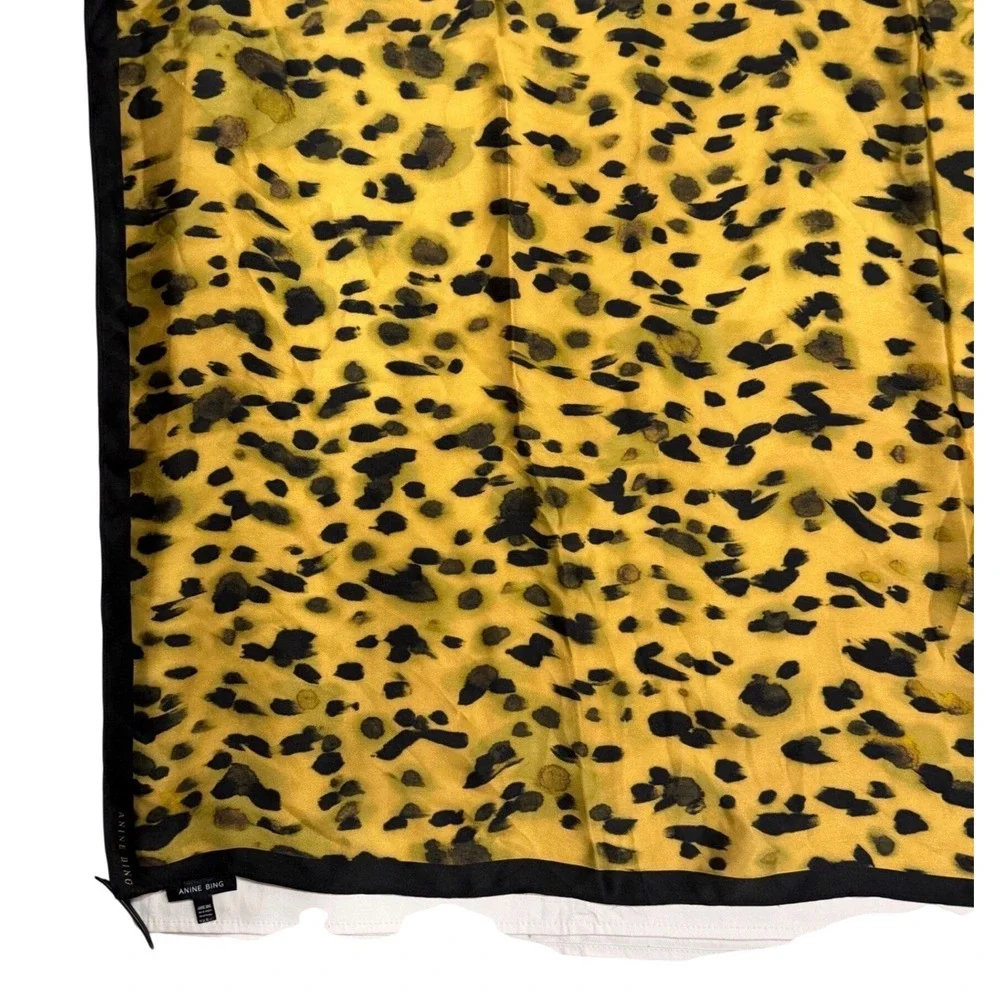 ANINE BING JAYCE 100% SILK SCARF LEOPARD PRINT GOLDEN LEO BOLD 38in X 38in